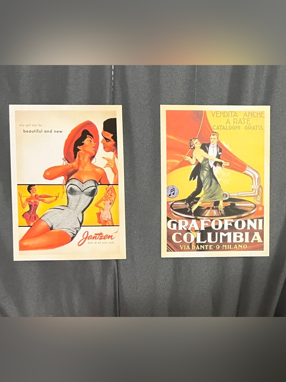 2 Retro Post Cards Colorful Vintage-Inspired